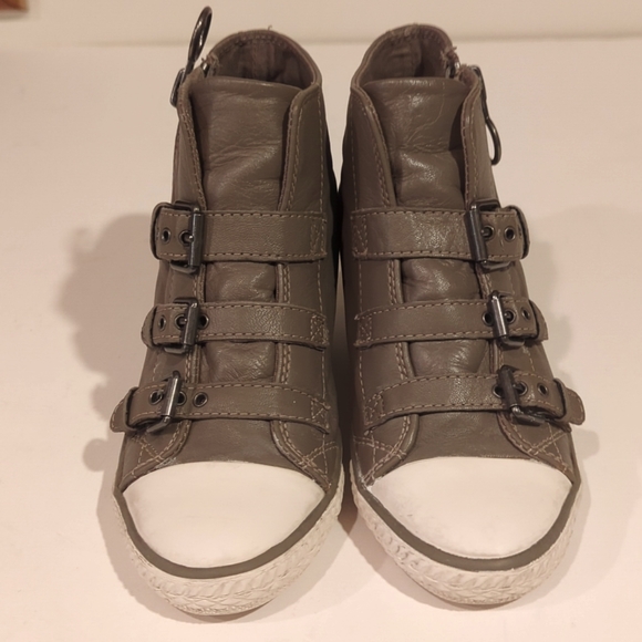 ash Taupe Wedge Zip Leather HighTop Sneaker Size 6.5 (37) - Picture 2 of 14